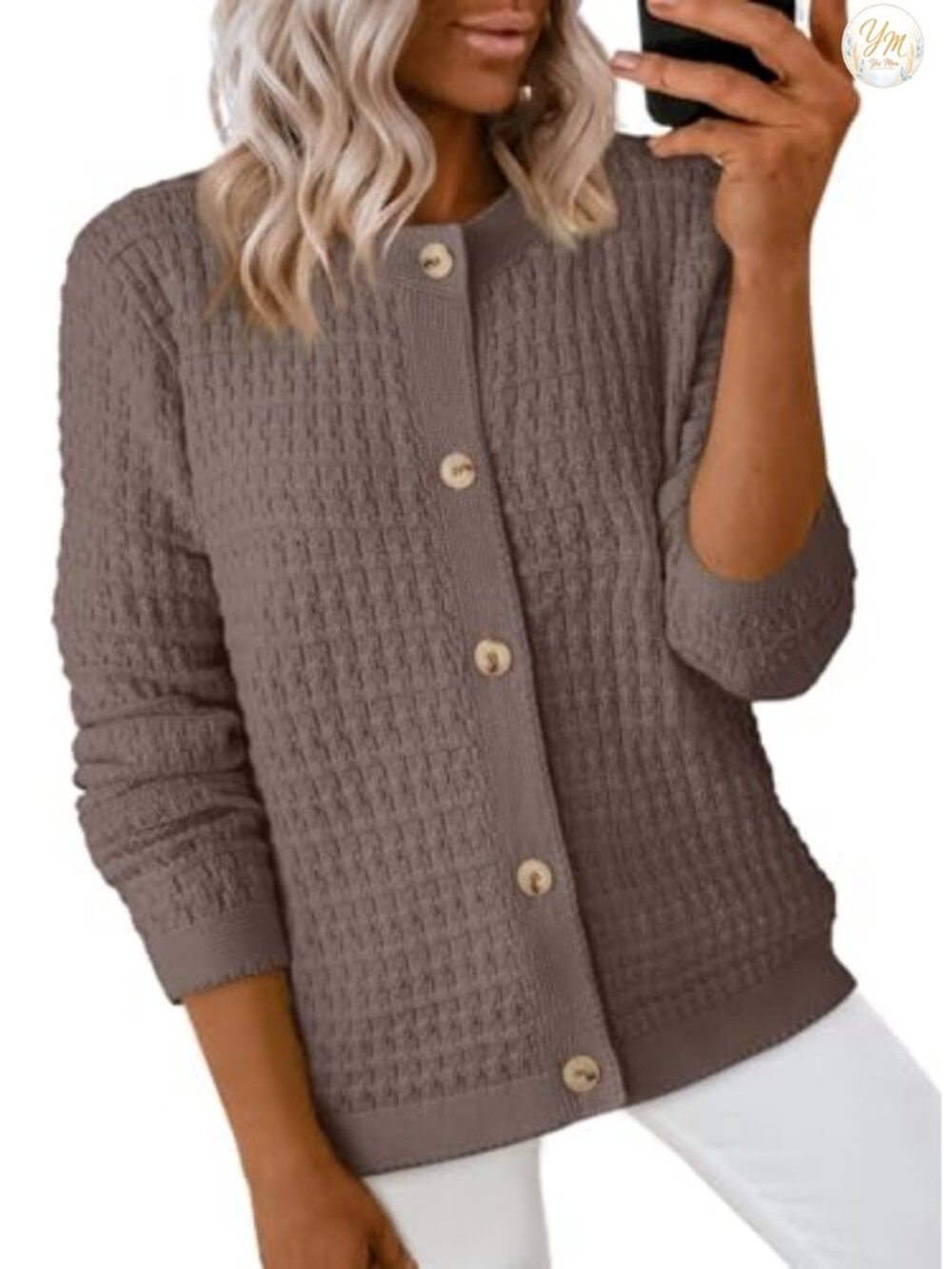Women's Knit Cardigan Long Sleeve Button Down Open Front Sweater Jacket